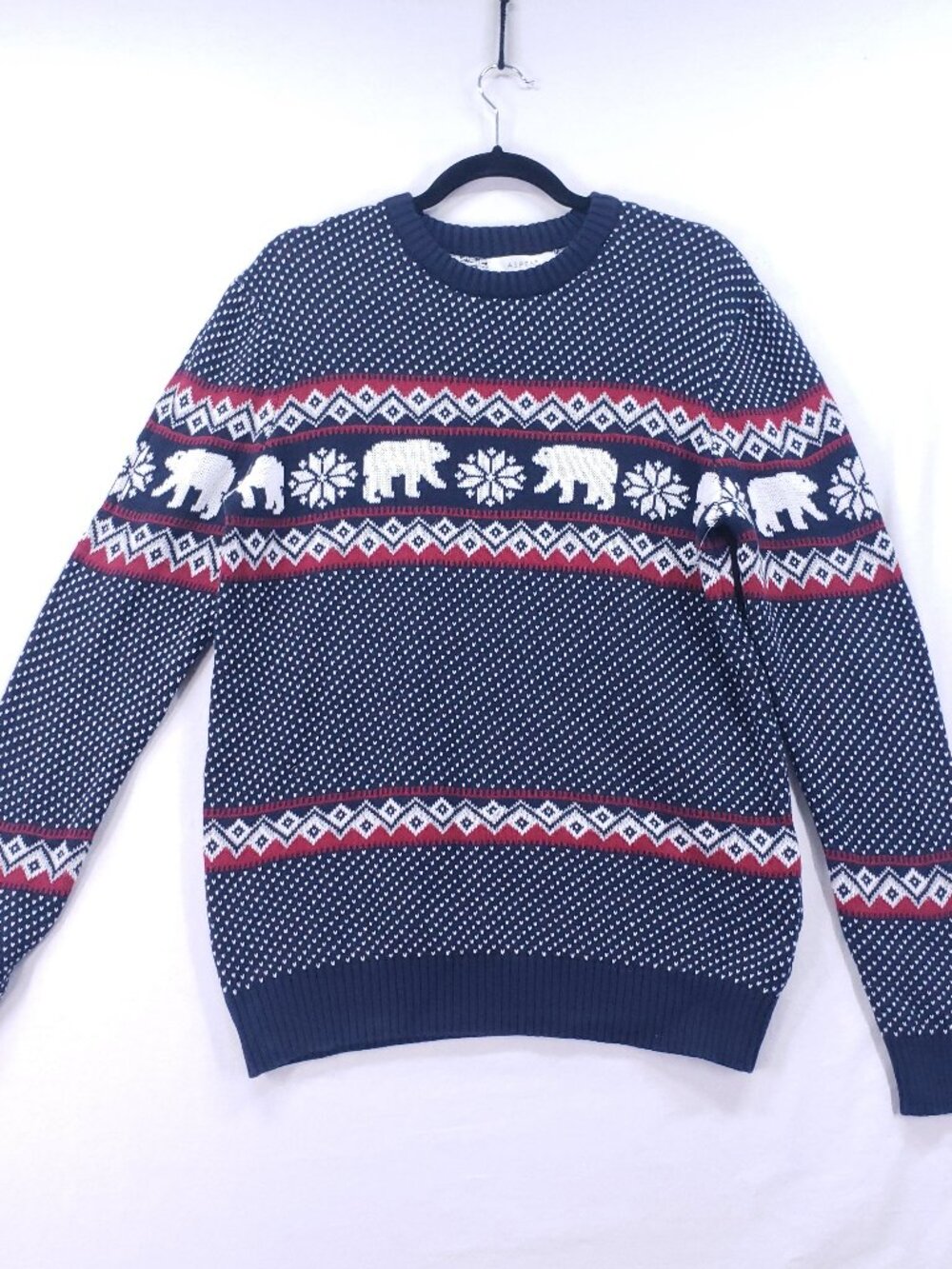 Aspen Men's Fair Isle Holiday Christmas Sweater Small Pullover Polar Bear